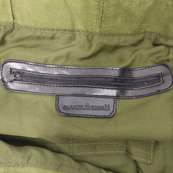 Norma Kamali Large Tote Bag Olive Green Linen Cotton Minimalist Earth Tone Beach - Picture 3 of 11